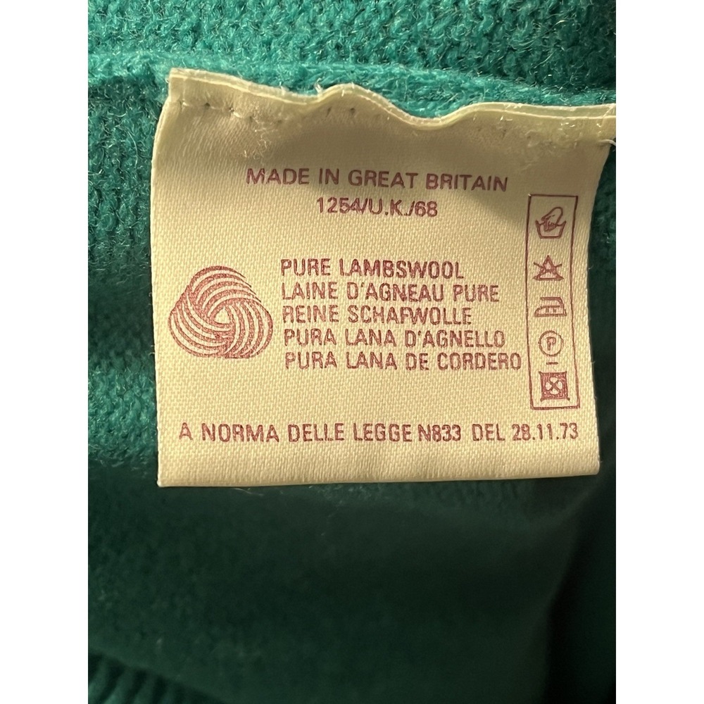 Alan Paine Mens 100% Lambswool V-Neck Sweater Green Mens Size XLEngland - Picture 11 of 11